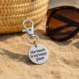The Beach Is My Happy Place Stainless Steel Engraved Clip On Charm Inspirational Beach Lover Gift Travel Accessory Keychain Tag