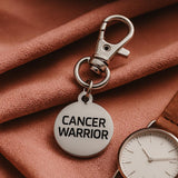 Cancer Warrior Stainless Steel Engraved Clip On Charm Inspirational Gift For Cancer Survivors Fighters Awareness Keychain Jewelry