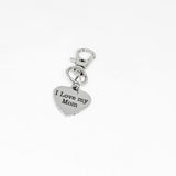 I Love My Mom Stainless Steel Engraved Heart Clip On Charm Gift For Mom Mothers Day Keychain Purse Zipper Pull Jewelry Accessory