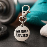 No More Excuses Clip On Charm Motivational Stainless Steel Charm Fitness Gift Gym Bag Keychain Workout Inspiration Encouragement Jewelry