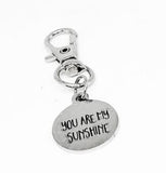 You Are My Sunshine Stainless Steel Engraved Clip On Charm Inspirational Gift For Mom Daughter Friend Keychain Bag Charm Accessory