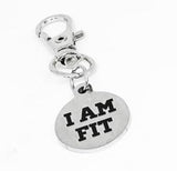 I Am Fit Clip On Charm Stainless Steel Engraved Motivational Fitness Charm Gym Keychain Workout Gift For Athletes And Trainers 19mm