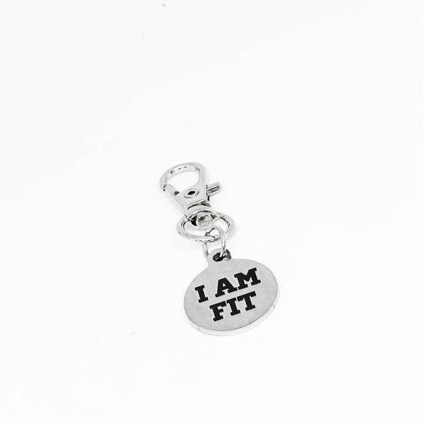 I Am Fit Clip On Charm Stainless Steel Engraved Motivational Fitness Charm Gym Keychain Workout Gift For Athletes And Trainers 19mm