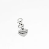Live Your Dreams Clip On Charm Stainless Steel Engraved Heart Inspirational Quote Keychain Gift For Women Motivation Jewelry 19mm