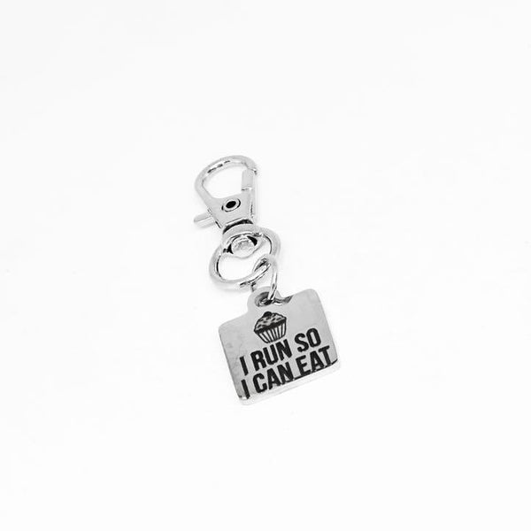 I Run So I Can Eat Clip On Charm Stainless Steel Engraved Fitness Motivation Keychain Gift For Runners Gym Lovers Workout Accessory