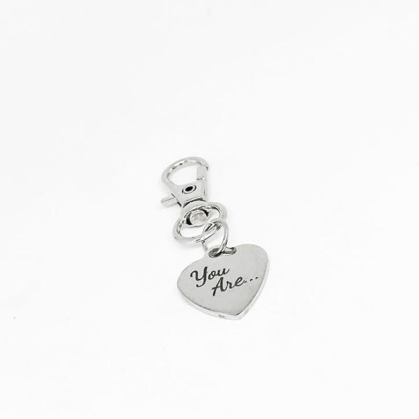 You Are Clip On Charm Stainless Steel Engraved Heart Keychain Inspirational Quote Gift For Her Motivational Accessory Positive Reminder