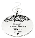 Personalized Memorial Christmas Ornament Stainless Steel Engraved Forever In Our Hearts Custom Name And Dates Remembrance Gift