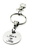 Jesus Is My King Keychain Stainless Steel Engraved Charm With Cross Cut Out Christian Faith Gift From JKCE Designs Religious Accessory
