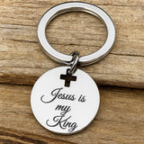 Jesus Is My King Stainless Steel Keychain With Engraved Bible Verse Charm Christian Gift For Men And Women From JKCE Designs