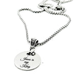 Jesus Is My King Stainless Steel Necklace With Engraved Bible Verse Charm Christian Gift For Men And Women From JKCE Designs