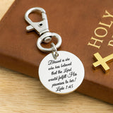 Luke 1:45 Clip On Charm Stainless Steel Engraved Bible Verse Keychain Christian Faith Gift For Women