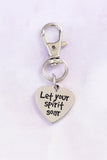 Let Your Spirit Soar Clip On Charm Stainless Steel Engraved Heart Keychain Inspirational Gift