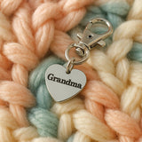 Grandma Clip On Charm Stainless Steel Engraved Heart Keychain Gift For Grandmother Mother’s Day Gift Purse Charm Family Jewelry