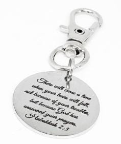 Habakkuk 2 3 Clip On Charm Stainless Steel Engraved Christian Keychain Faith Gift Scripture Jewelry Encouragement Bible Verse Charm