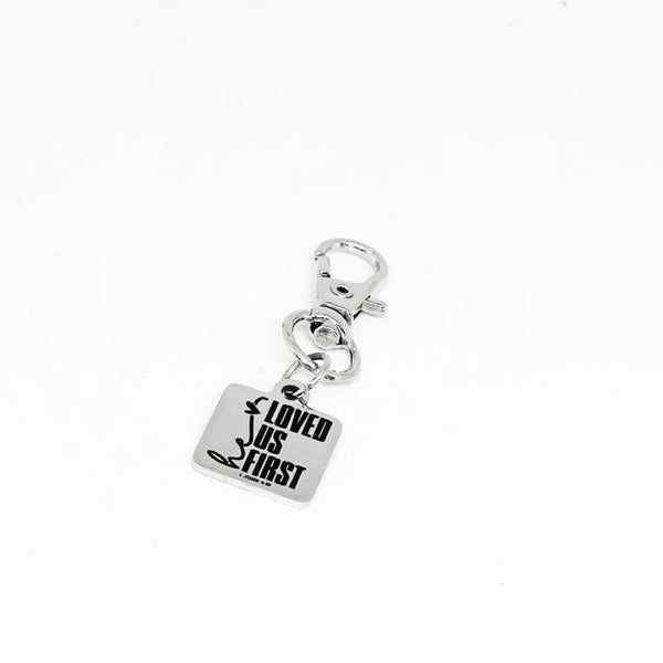 He Loved Us First 1 John 4 19 Clip On Charm Stainless Steel Engraved Christian Keychain Faith Gift Bible Verse Religious Jewelry