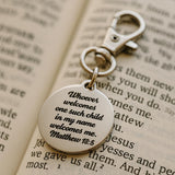 Matthew 18 5 Clip On Charm Stainless Steel Engraved Christian Keychain Bible Verse Religious Gift Faith Jewelry Child Of God Charm