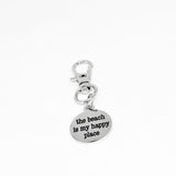 The Beach Is My Happy Place Stainless Steel Engraved Clip On Charm Inspirational Beach Lover Gift Travel Accessory Keychain Tag