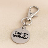 Cancer Warrior Stainless Steel Engraved Clip On Charm Inspirational Gift For Cancer Survivors Fighters Awareness Keychain Jewelry