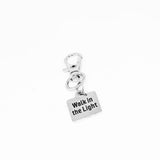 Walk In The Light Stainless Steel Engraved Clip On Charm Faith Inspired Keychain Gift