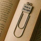 Walk In The Light Paperclip Bookmark With Engraved Charm Faith Inspired Gift
