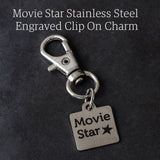 Stainless Steel Movie Star Clip On Charm Inspirational Gift For Actors Filmmakers Dreamers Keychain Bag Charm Motivational Accessory