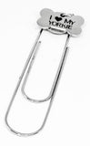 I Love My Yorkie Paperclip Bookmark Stainless Steel Engraved Dog Bone Charm
