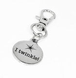 I Twinkle Clip On Charm Stainless Steel Engraved Round Star Design Keychain Gift For Women Positive Quote Jewelry Inspirational Charm