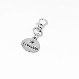 I Twinkle Clip On Charm Stainless Steel Engraved Round Star Design Keychain Gift For Women Positive Quote Jewelry Inspirational Charm