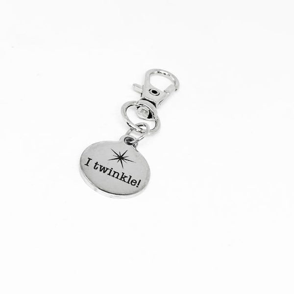 I Twinkle Clip On Charm Stainless Steel Engraved Round Star Design Keychain Gift For Women Positive Quote Jewelry Inspirational Charm