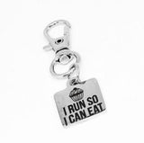 I Run So I Can Eat Clip On Charm Stainless Steel Engraved Fitness Motivation Keychain Gift For Runners Gym Lovers Workout Accessory