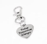 Today Tomorrow Always Clip On Charm Stainless Steel Engraved Heart Keychain Love Quote Gift For Her Romantic Anniversary Accessory