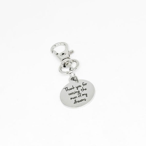 Thank You For Raising The Man Of My Dreams Clip On Charm Stainless Steel Engraved Wedding Gift For Mother Of The Groom Jewelry