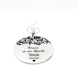 Personalized Memorial Christmas Ornament Stainless Steel Engraved Forever In Our Hearts Custom Name And Dates Remembrance Gift