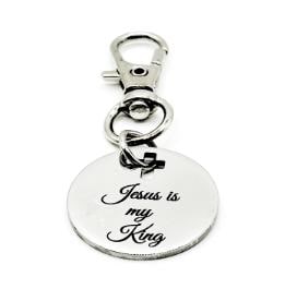 Jesus Is My King Clip On Charm Stainless Steel Engraved With Cross Cut Out Christian Faith Accessory From JKCE Designs Inspirational Gift