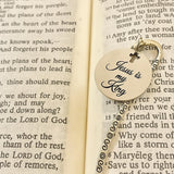 Jesus Is My King Bookmark With Stainless Steel Engraved Charm Silver Plated Faith Gift From JKCE Designs Inspirational Christian Accessory