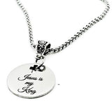 Jesus Is My King Stainless Steel Necklace With Engraved Bible Verse Charm Christian Gift For Men And Women From JKCE Designs
