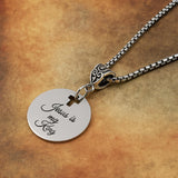 Jesus Is My King Stainless Steel Necklace With Engraved Bible Verse Charm Christian Gift For Men And Women From JKCE Designs