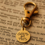 Gods Got This Clip On Charm Gold Stainless Steel Engraved Inspirational Faith Gift From JKCE Designs
