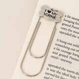 I Love My Yorkie Paperclip Bookmark Stainless Steel Engraved Dog Bone Charm
