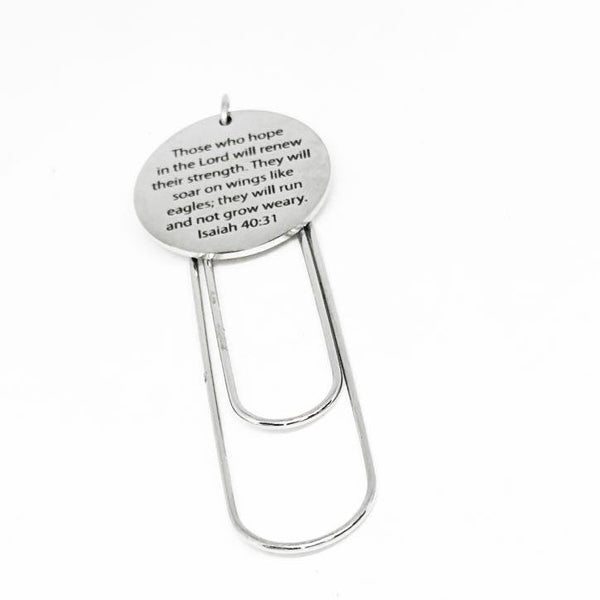 Those Who Hope In The Lord Isaiah 40 31 Stainless Steel Engraved Charm Paperclip Bookmark
