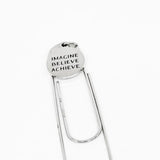 Imagine Believe Achieve Paperclip Bookmark Engraved Charm Inspirational Gift