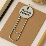 Blessed Believer Stainless Steel Engraved Charm Paperclip Bookmark Christian Gift