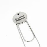 Blessed Believer Stainless Steel Engraved Charm Paperclip Bookmark Christian Gift
