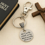 Act Justly Love Mercy Walk Humbly Keychain Micah 6 8 Bible Verse Gift