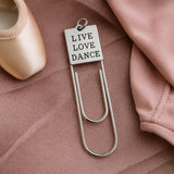 Love Dance Paperclip Bookmark Stainless Steel Engraved Charm Ballet Dancer Gift