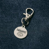 Therapist Clip On Charm Stainless Steel Engraved Keychain Accessory Mental Health Gift For Counselors Psychologists And Therapists