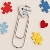 I Love Someone With Autism Heart Bookmark Stainless Steel Awareness Gift Autism Support Gift