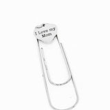 Love My Mom Heart Bookmark Stainless Steel Engraved Charm Mother Gift Paperclip Bookmark