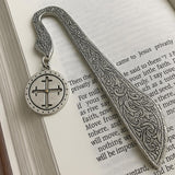 Faith Inspired Mustard Seed Cross Charm Engraved Metal Bookmark