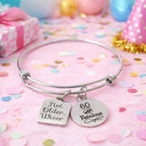 Not Older Wiser 60 And Fabulous Birthday Bracelet Stainless Steel Expanding Bangle Gift For 60th Birthday Celebration